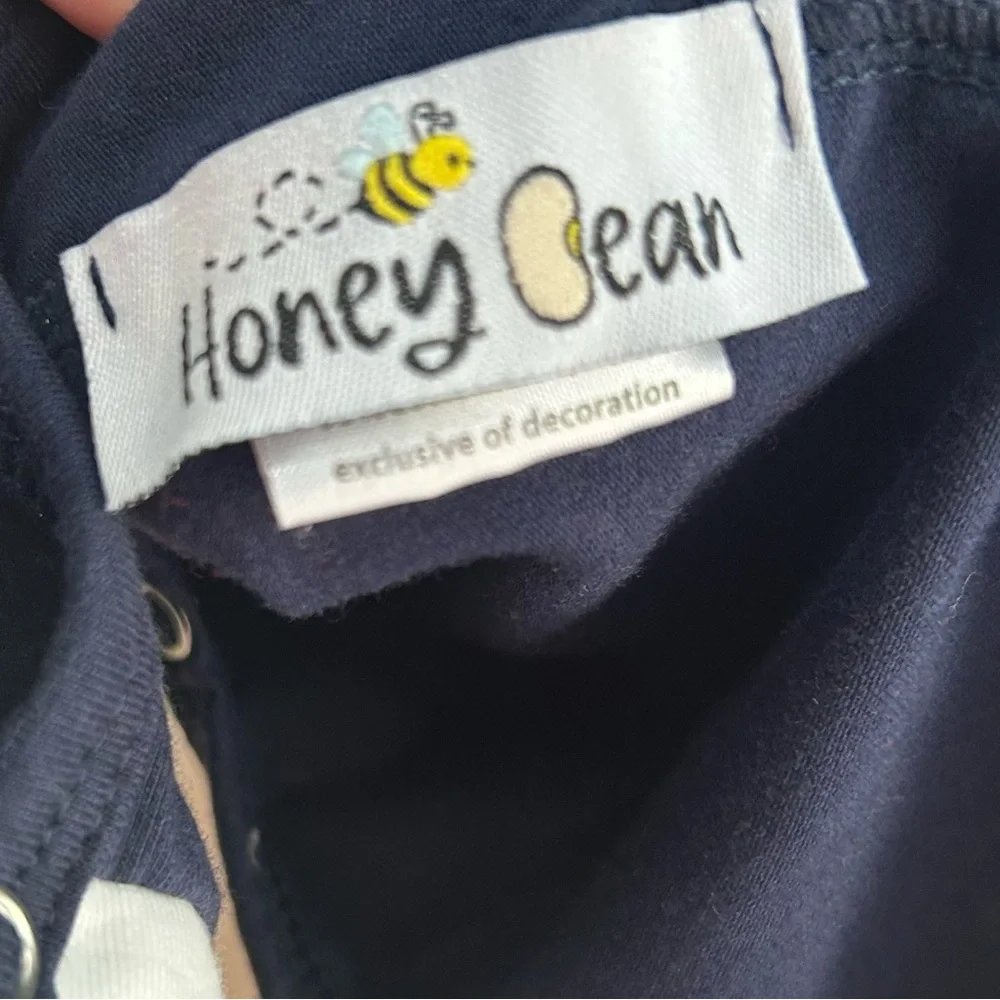Honey Bean Dinosaur Romper Navy Blue